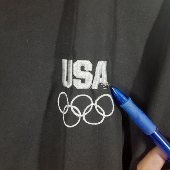 Olympic Committee Fleece Jacket Mens Large L Black Red Team USA Full Zip - Picture 3 of 9